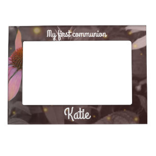 Cute pink daisy flower magnetic picture frame