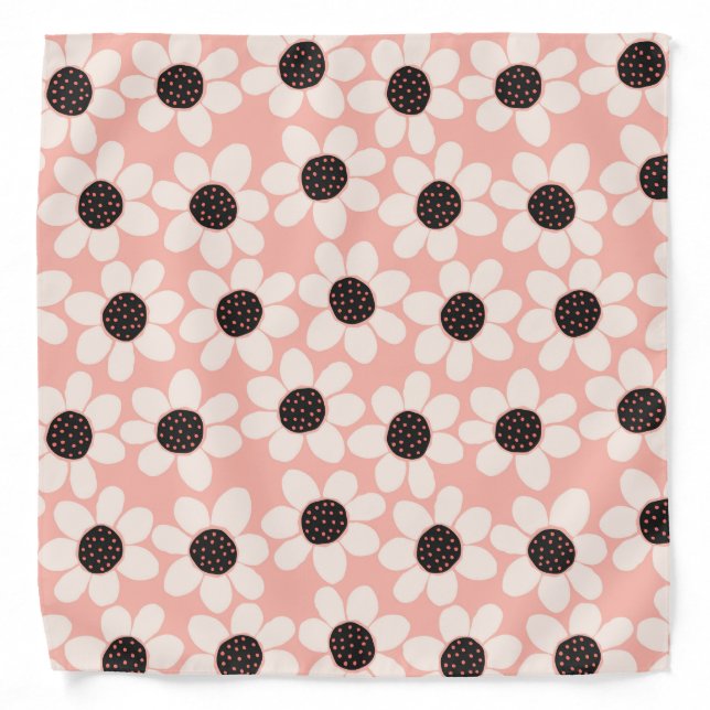 Cute Pink Daisy Flower Pattern Bandana (Front)