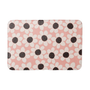 Cute Pink Daisy Flower Pattern Bath Mat
