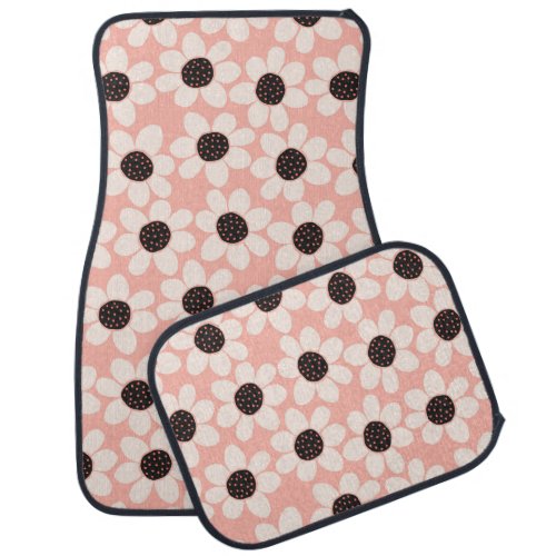 Cute Pink Daisy Flower Pattern Car Floor Mat