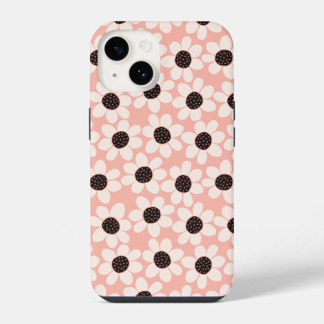 Cute Pink Daisy Flower Pattern Iphone Case (Back)