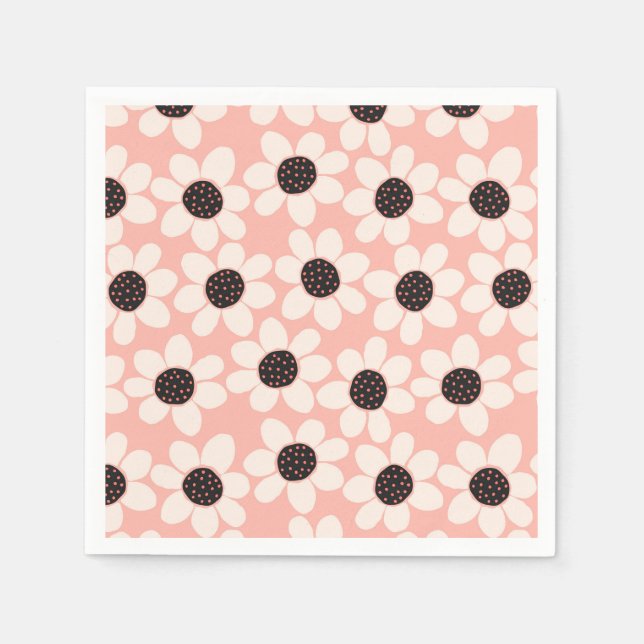 Cute Pink Daisy Flower Pattern Napkins (Front)