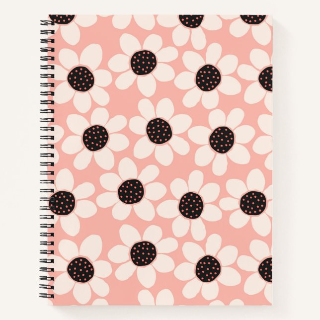 Cute Pink Daisy Flower Pattern Notebook (Front)