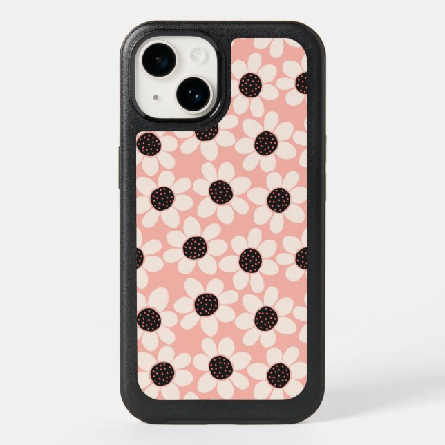 Cute Pink Daisy Flower Pattern Otterbox iPhone Case (Back)