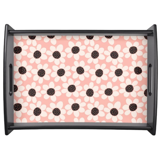 Cute Pink Daisy Flower Pattern Serving Tray (Front)
