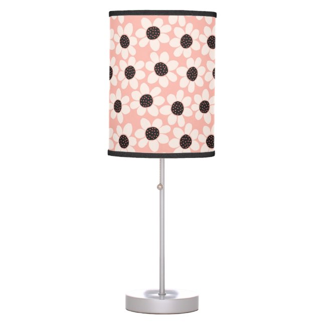 Cute Pink Daisy Flower Pattern Table Lamp (Front)
