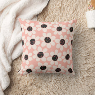 Cute Pink Daisy Flower Pattern Throw Pillow