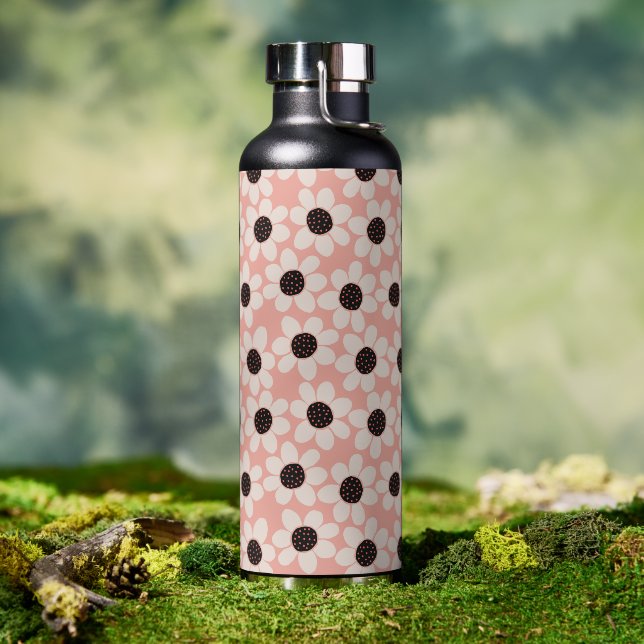 Cute Pink Daisy Flower Pattern Water Bottle (Outdoor)