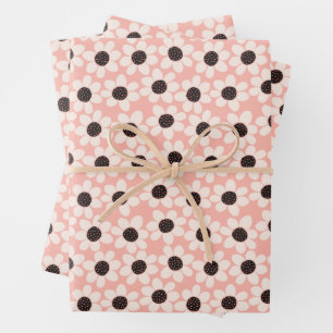 Cute Pink Daisy Flower Pattern Wrapping Paper Sheets