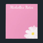 Cute pink daisy flower personalized name floral notepad<br><div class="desc">Cute pink daisy flower personalized name floral note pads for home,  school,  wedding or office. Classy school and office supplies with personalized name or monogram. Personalizable blank writing paper notepads. Unique gift idea for teachers,  co-worker,  employee,  boss,  women,  girls etc.</div>