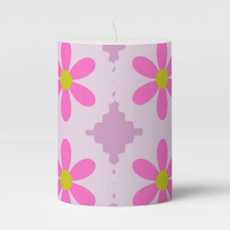 Cute Pink Daisy Flower Pillar Candle