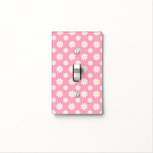 Cute Pink Daisy Flowers Pattern Light Switch Cover