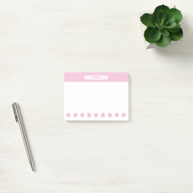 Cute Pink Daisy Pastel Floral Notes (Office)