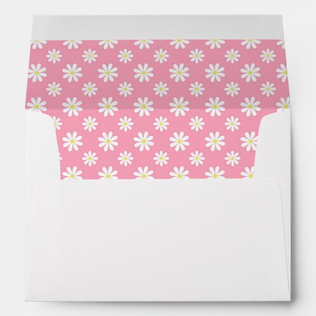 Cute Pink Daisy Pattern Envelope (Back (Bottom))