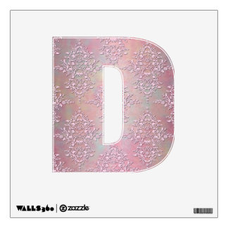 Cute Pink Damask Letter "D" Wall Decal
