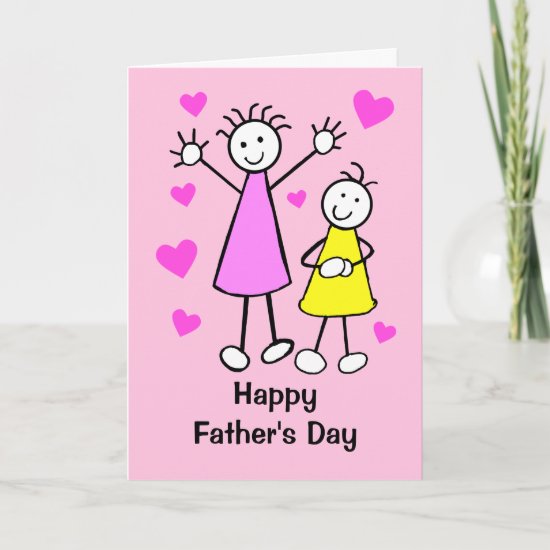 Cute Pink Daughter to Fathers Day Card