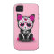 Cute Pink Day of the Dead Kitten Cat, teal blue