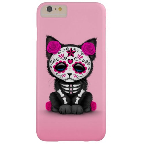 Cute Pink Day of the Dead Kitten Cat teal blue Barely There iPhone 6 Plus Case