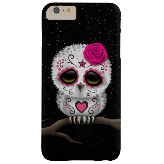 Cute Pink Day of the Dead Sugar Skull Owl Stars Case-Mate iPhone Case (Back)