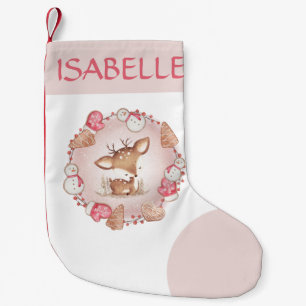 Cute Pink Deer Christmas Girl Christmas Stocking 