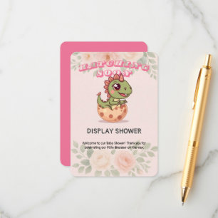 Cute Pink Dino Hatching Soon Enclosure Card