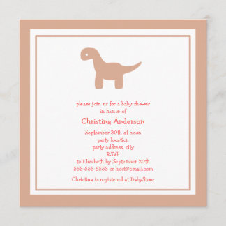Cute Pink Dinosaur Baby Shower Invitation