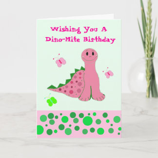 Cute Pink Dinosaur Card