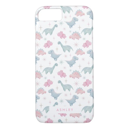 Cute Pink Dinosaur Pattern Girls iPhone 87 Case