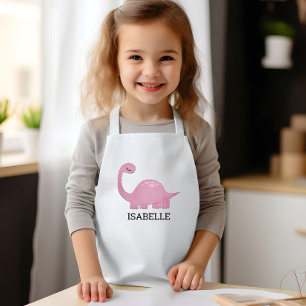 Cute Pink Dinosaur Personalized Kids' Apron