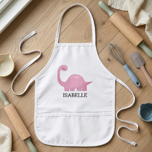 Cute Pink Dinosaur Personalized Kids' Apron
