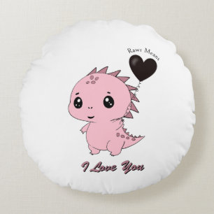 Cute Pink Dinosaur Round Pillow