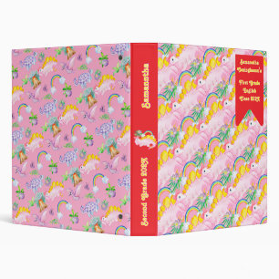 Cute Pink Dinosaur with Bow Binder