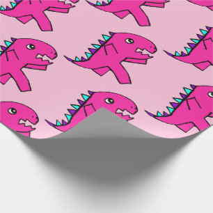 Cute Pink Dinosaur Wrapping Paper