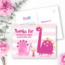 Cute Pink Dinosaurs Kawaii Girl Birthday Thank You Postcard