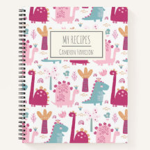 Cute Pink Dinosaurs Personalized Kids Recipe