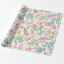 Cute Pink Dinosaurs Whimsical Pattern Wrapping Paper