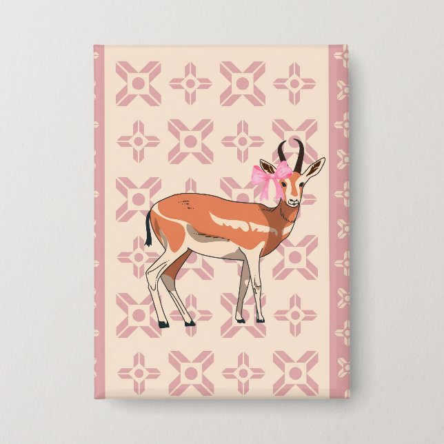 Cute  Pink Doe-patterned Christmas  Button (Front)
