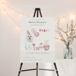 Cute Pink Dog Any Age Birthday Party Welcome Foam Board