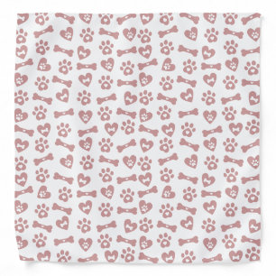 Cute Pink Dog Bones Paws And Hearts Pattern Bandana