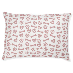 Cute Pink Dog Bones Paws And Hearts Pattern Pet Bed