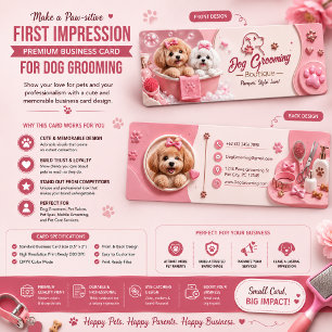 Cute Pink Dog Grooming Boutique Business Card 