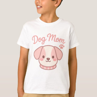 Cute Pink Dog Mom Aesthetic Kawaii Puppy Design T-Shirt