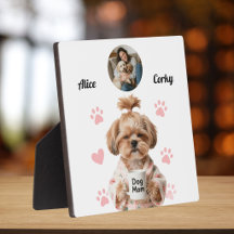 Cute Pink Dog Mom Photo Name
