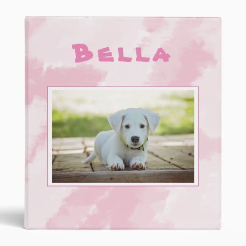 Cute Pink Dog Photo Album 3 Ring Binder