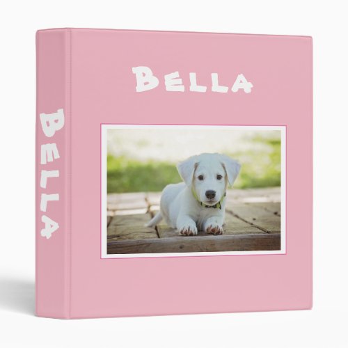 Cute Pink Dog Photo Album 3 Ring Binder