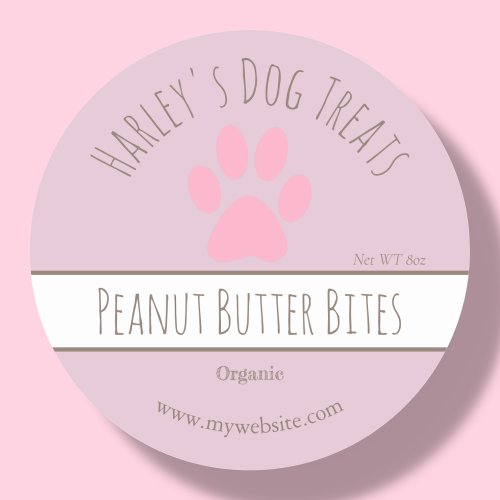 Cute Pink  Dog Treat Business Labels