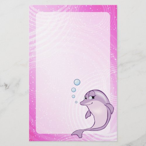 Cute Pink Dolphin Cartoon Stationery