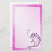 Cute Pink Dolphin Cartoon Stationery (Front/Back)
