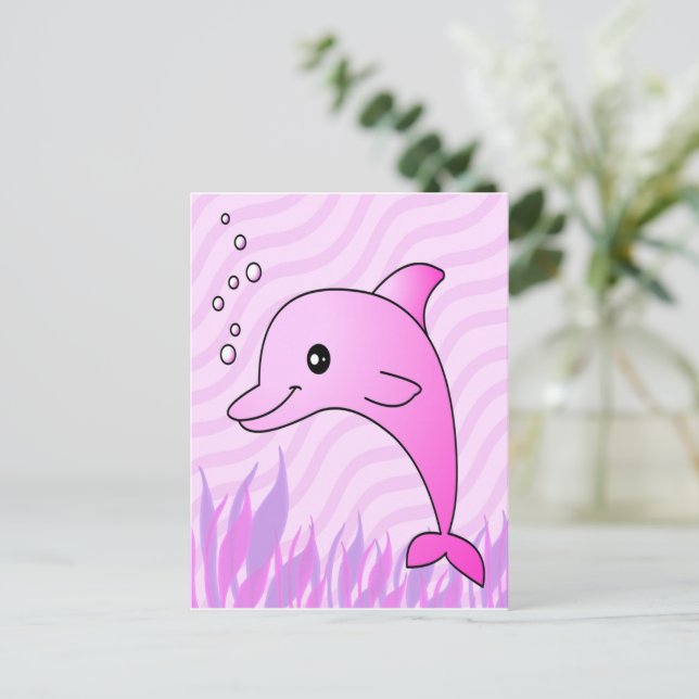 cute pink dolphin cartoon