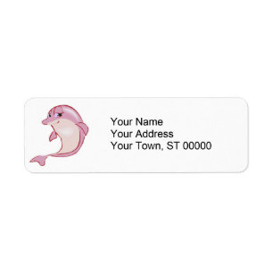 cute pink dolphin label